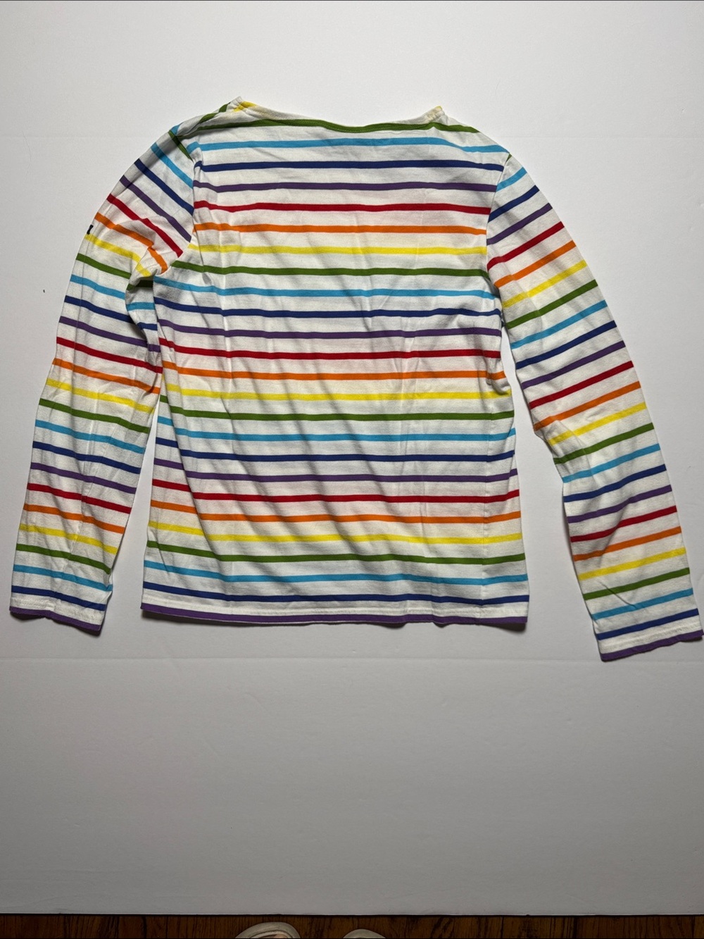 SAINT JAMES L'atelier Multicolor Rainbow Stripe Long-Sleeve Boat Neck Tee M - Picture 9 of 10